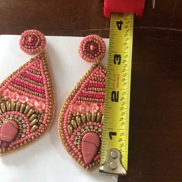 Pink Boho Seed Bead Earrings - Picture 8 of 10